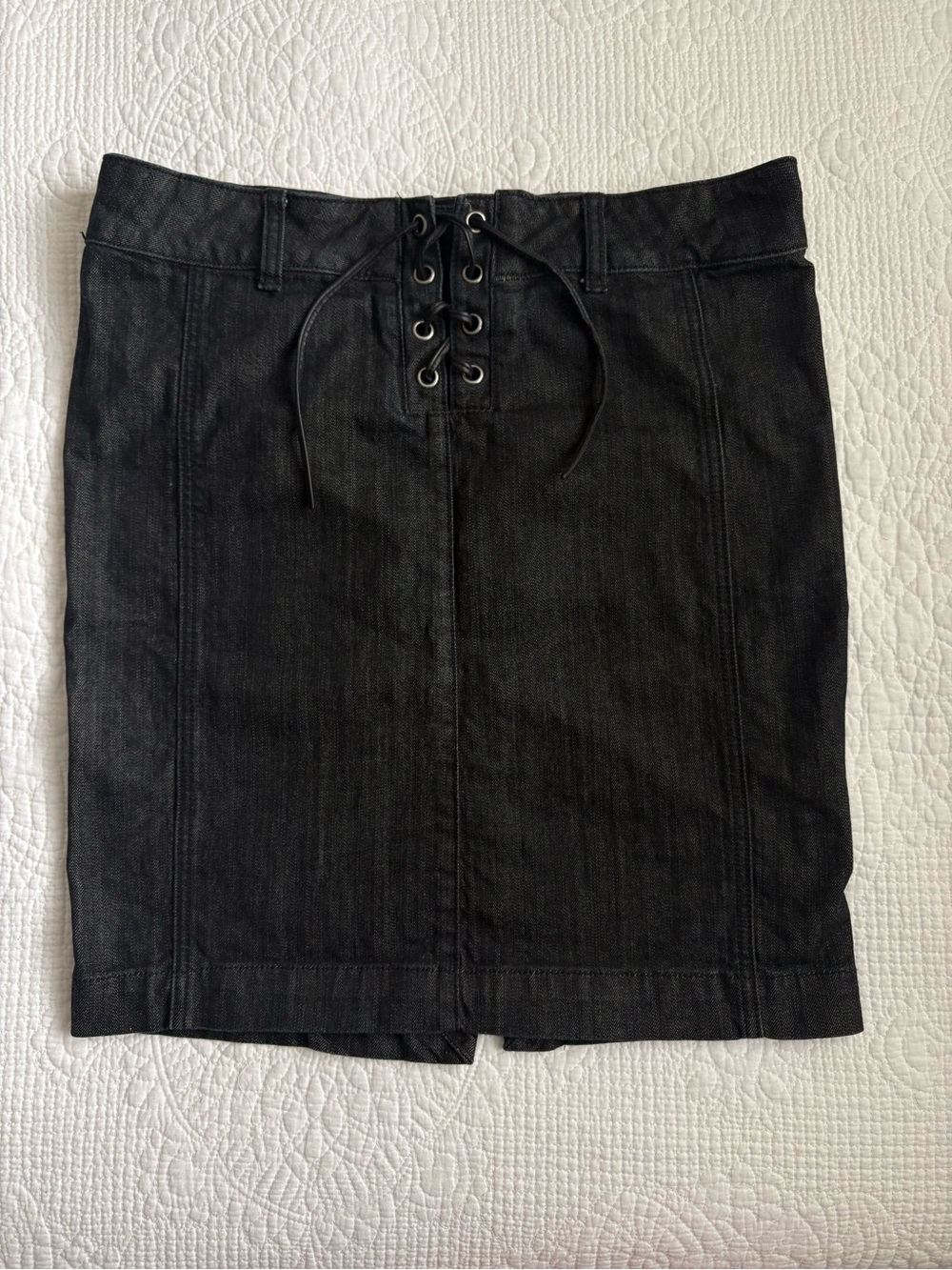 Vintage 2000s Guess Jeans Lace Up Black Denim Skirt